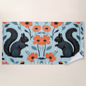 Eichhörnchen Frühlingsblumen Kunst Strandtuch (Vorderseite)