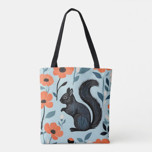Eichhörnchen Frühlingsblumen Kunst Tasche (Rückseite)