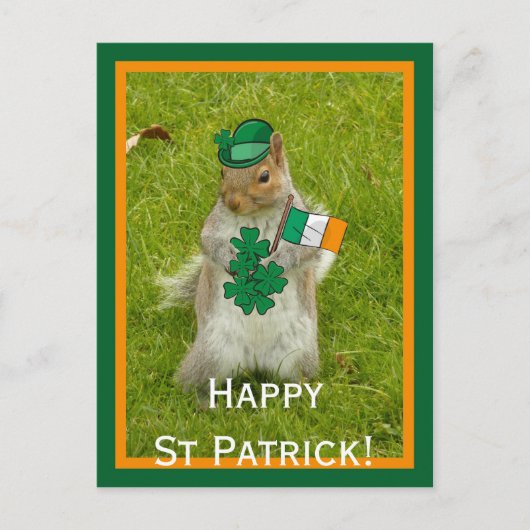 Eichhörnchen für den St. Patrick Day Postkarte (Vorderseite)