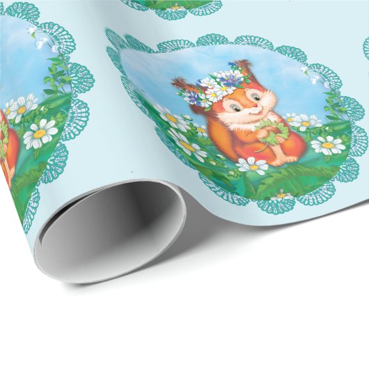 Eichhörnchen Geschenkpapier (Rolleneckpunkt)