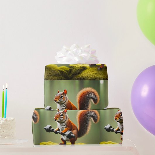 Eichhörnchen Gewichte heben Geschenkpapier