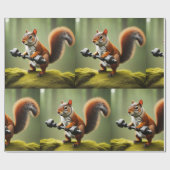 Eichhörnchen Gewichte heben Geschenkpapier (Flach)