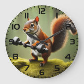 Eichhörnchen Gewichte heben Große Wanduhr (Vorderseite)