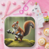 Eichhörnchen Gewichte heben Pappteller (Party)