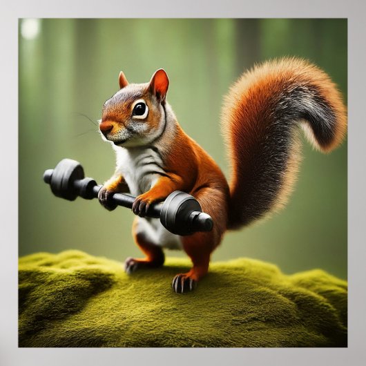 Eichhörnchen Gewichte heben Poster (Vorne)