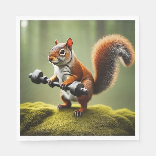 Eichhörnchen Gewichte heben Serviette (Vorderseite)