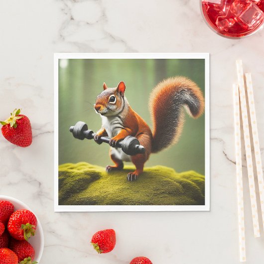 Eichhörnchen Gewichte heben Serviette