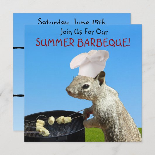Eichhörnchen GRILLEN Einladungen (Vorne/Hinten)