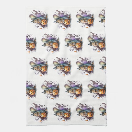 Eichhörnchen Halloween Geschirrtuch (Vertikal)