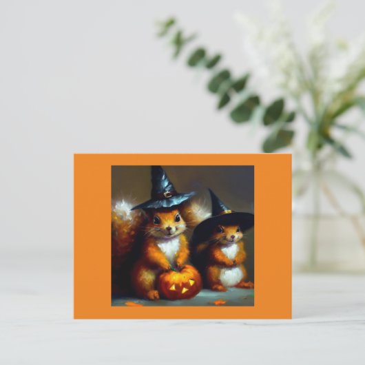 Eichhörnchen Halloween Postkarte (Stehend Vorderseite)