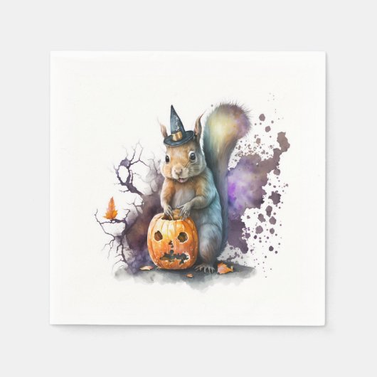 Eichhörnchen Halloween Serviette (Vorderseite)