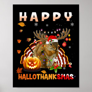 Eichhörnchen Halloween und frohe Weihnachten Happy Poster