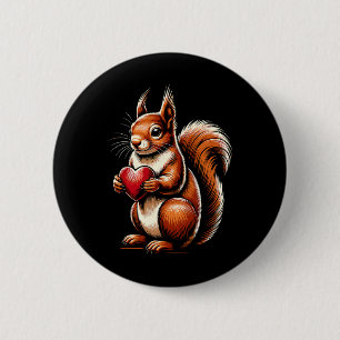 Eichhörnchen hält Herz Valentinstag Süße Valentins Button