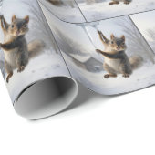 Eichhörnchen hängt an einem Eiszapfen Geschenkpapier (Rolleneckpunkt)