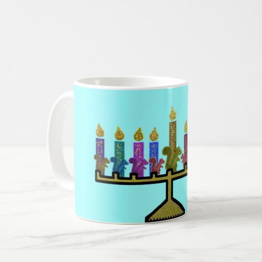 Eichhörnchen Hannukah Menorah Tassen (Vorderseite Links)