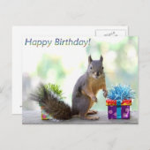 Eichhörnchen Happy Birthday! Postkarte (Vorne/Hinten)