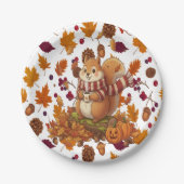 Eichhörnchen Herbst und Kürbis Pappteller (Vorderseite)