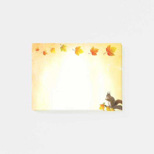 Eichhörnchen & Herbstlaub Post-it Notizen (Vorderseite)