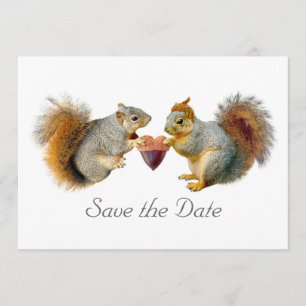 Eichhörnchen Herz-Acorn Save the Date-Karte Date