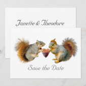 Eichhörnchen Herz-Acorn Save the Date-Karte Date (Vorne/Hinten)