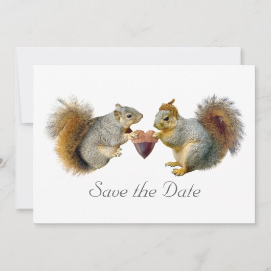 Eichhörnchen Herz-Acorn Save the Date-Karte Save The Date (Vorderseite)
