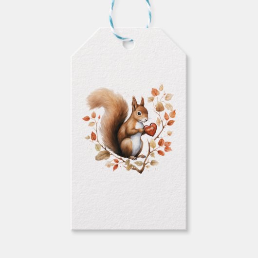 Eichhörnchen Herz Nut Valentine's Day Woodland Geschenkanhänger (Vorderseite)