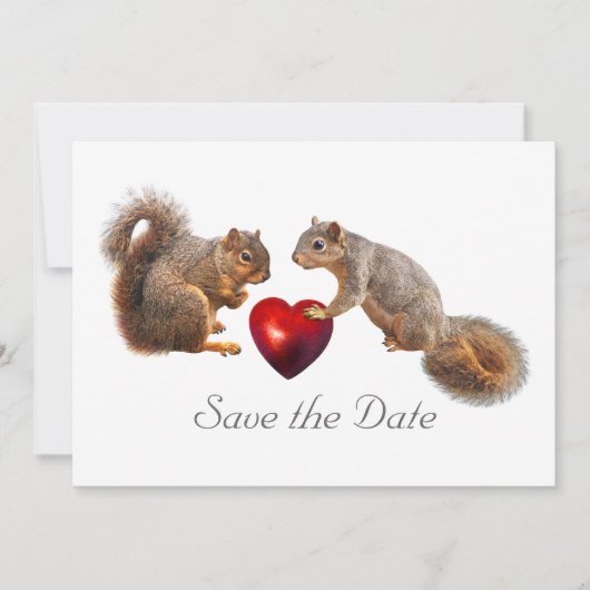 Eichhörnchen Herzkarte Save the Date (Vorderseite)