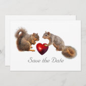 Eichhörnchen Herzkarte Save the Date (Vorne/Hinten)