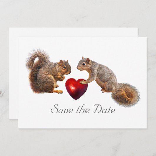 Eichhörnchen Herzkarte Save the Date (Vorne/Hinten)