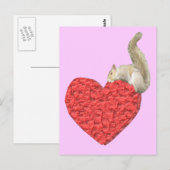 Eichhörnchen Herzrosa Postkarte (Vorne/Hinten)