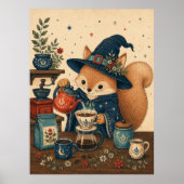 Eichhörnchen-Hexen-Kaffeemaschine Poster (Vorne)