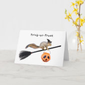 Eichhörnchen-Hexenkarte oder -Leckerei Halloween-K Karte (Gelbe Blume)