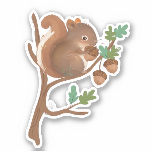 Eichhörnchen ・ Illustration von Waldtieren Aufkleber (Vorderseite)