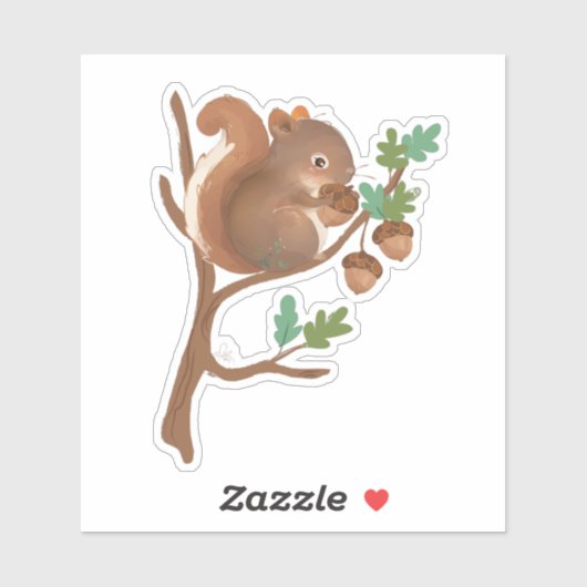 Eichhörnchen ・ Illustration von Waldtieren Aufkleber (Blatt)