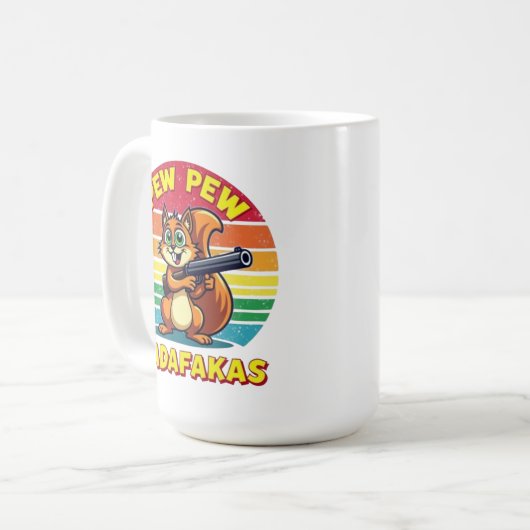 Eichhörnchen im Action-Modus: PEW PEW! Kaffeetasse (Vorderseite Links)