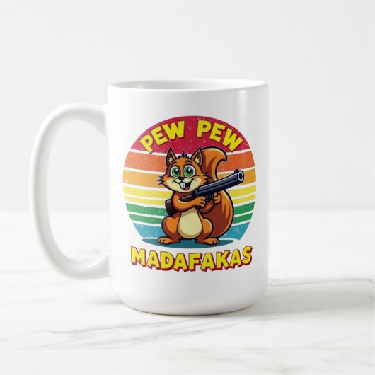 Eichhörnchen im Action-Modus: PEW PEW! Kaffeetasse (Links)