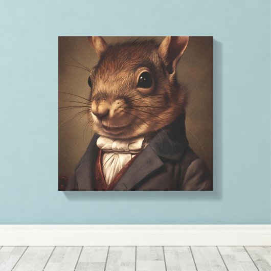 Eichhörnchen im Anzug | Tierart | Tier in einem An Leinwanddruck (Insitu (Holzboden))