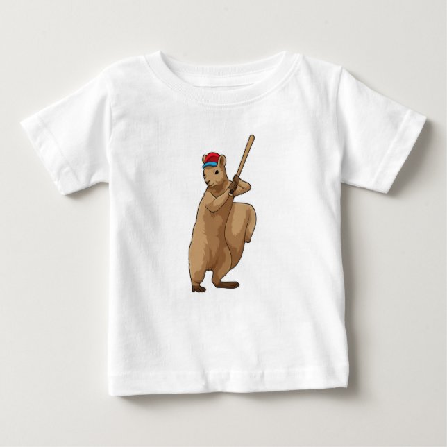 Eichhörnchen im Baseball mit Baseballschläger Baby T-shirt (Vorderseite)