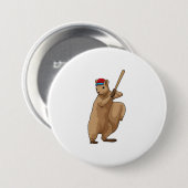 Eichhörnchen im Baseball mit Baseballschläger Button (Vorne & Hinten)