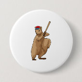 Eichhörnchen im Baseball mit Baseballschläger Button (Vorderseite)