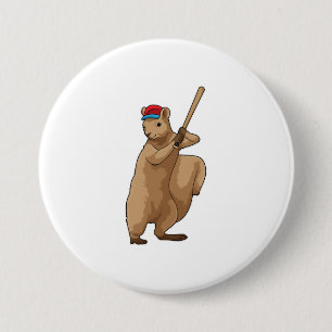 Eichhörnchen im Baseball mit Baseballschläger Button