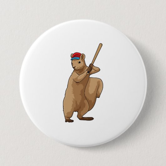 Eichhörnchen im Baseball mit Baseballschläger Button (Vorderseite)