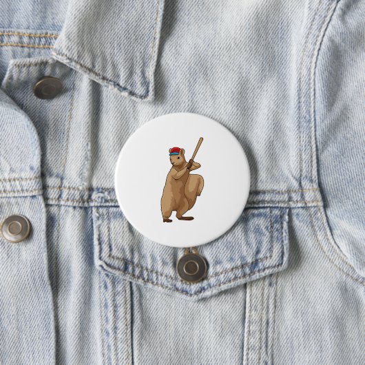 Eichhörnchen im Baseball mit Baseballschläger Button (Beispiel)