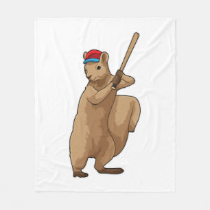 Eichhörnchen im Baseball mit Baseballschläger Fleecedecke
