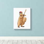 Eichhörnchen im Baseball mit Baseballschläger Leinwanddruck (Insitu (Holzboden))