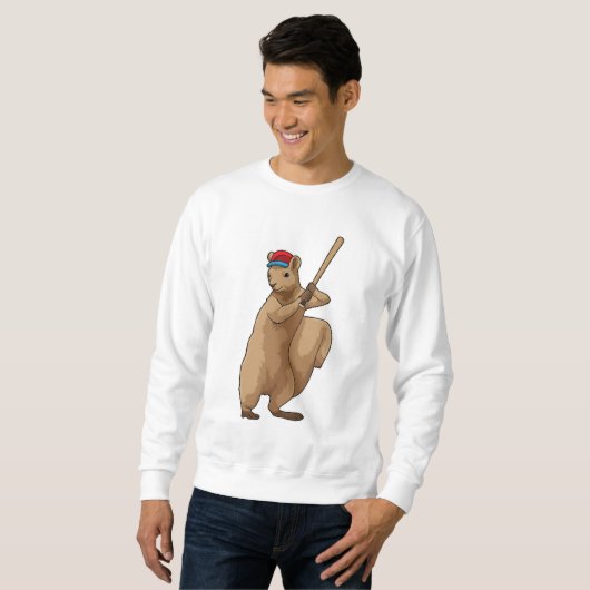 Eichhörnchen im Baseball mit Baseballschläger Sweatshirt (Vorne ganz)
