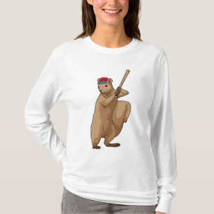 Eichhörnchen im Baseball mit Baseballschläger T-Shirt