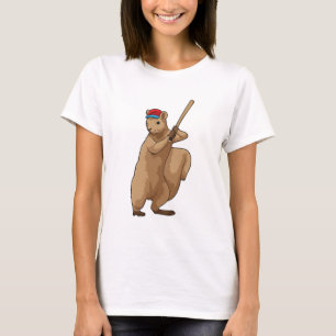 Eichhörnchen im Baseball mit Baseballschläger T-Shirt