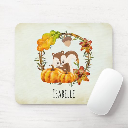 Eichhörnchen im blumigen Kreidefall Rustikal Mousepad (Mit Mouse)