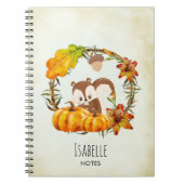 Eichhörnchen im blumigen Kreidefall Rustikal Notizblock (Vorderseite)